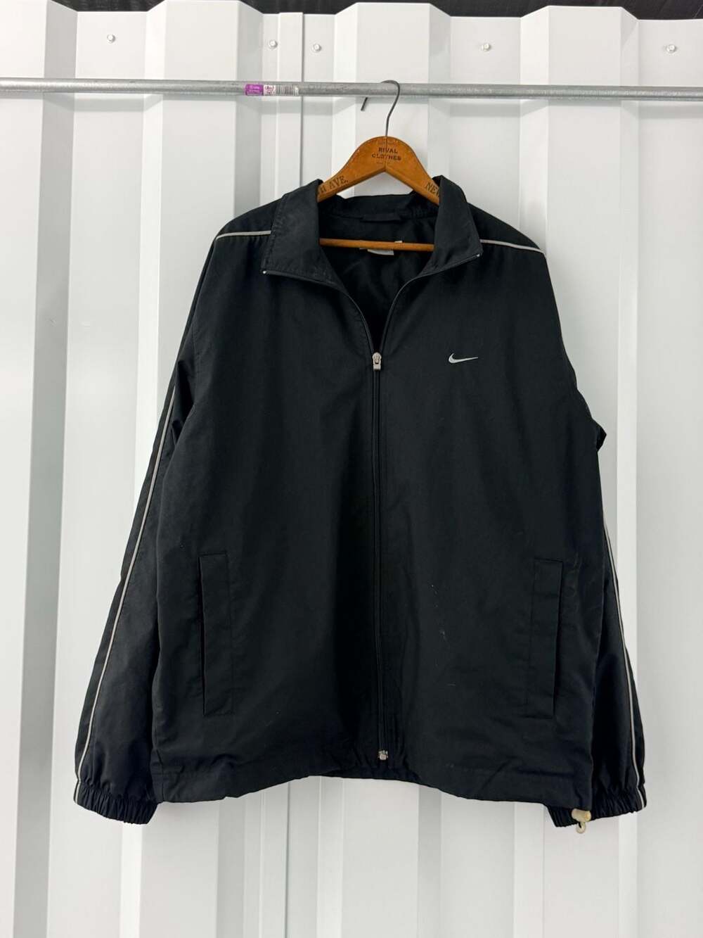 Vintage Y2K Nike Windbreaker Jacket Large Black Track Jacket Embroidered